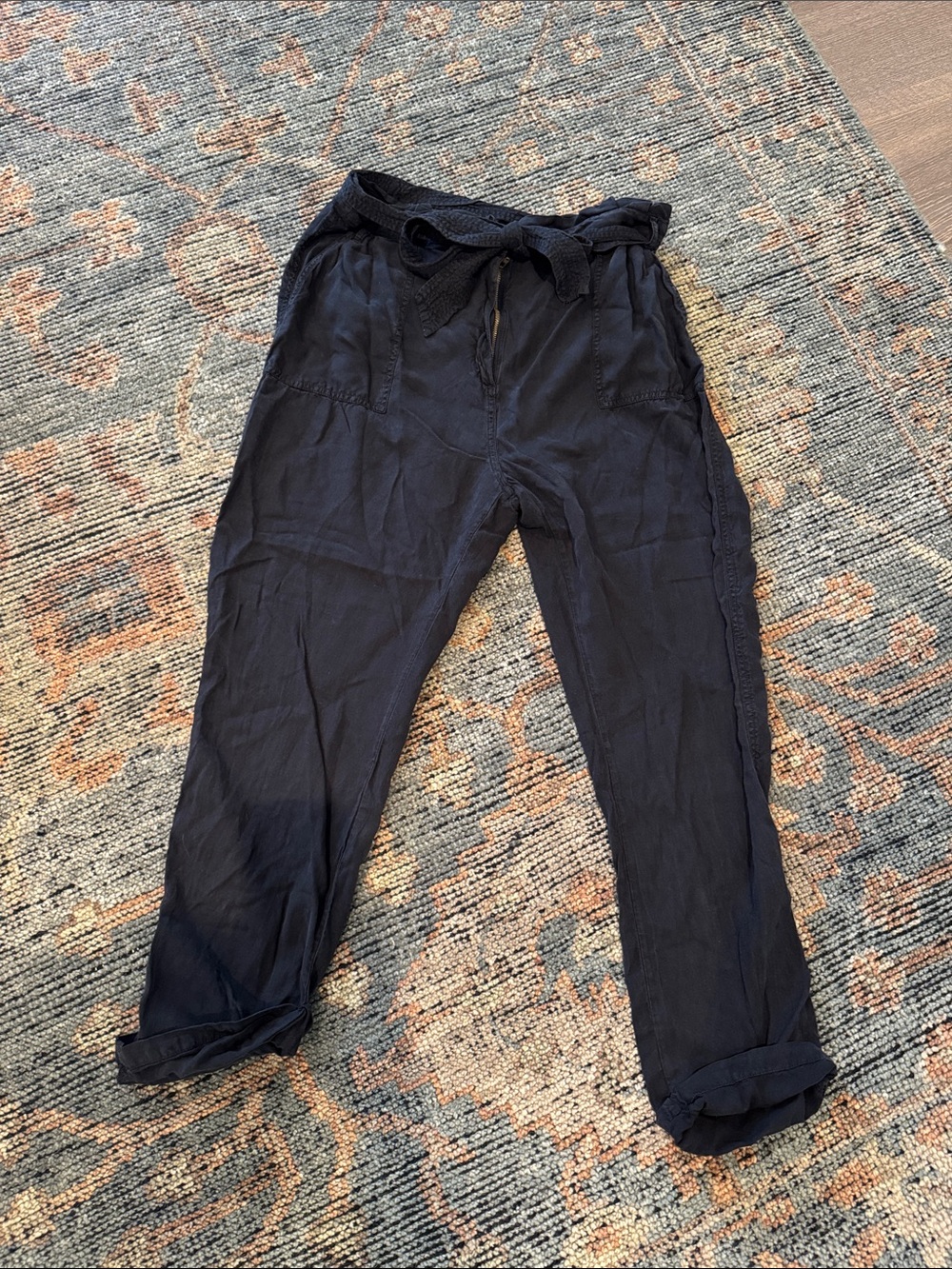 Treasure & Bond Black Utility Pants Linen-Blend Joggers